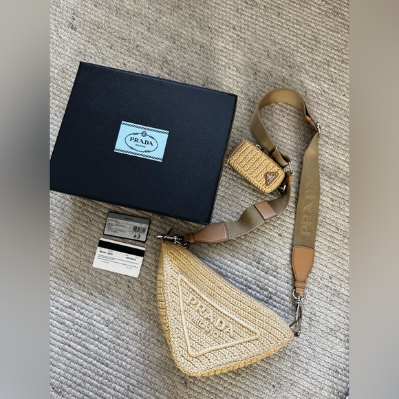 Prada triangle raffia Crossbody Bag - Picture 1 of 3